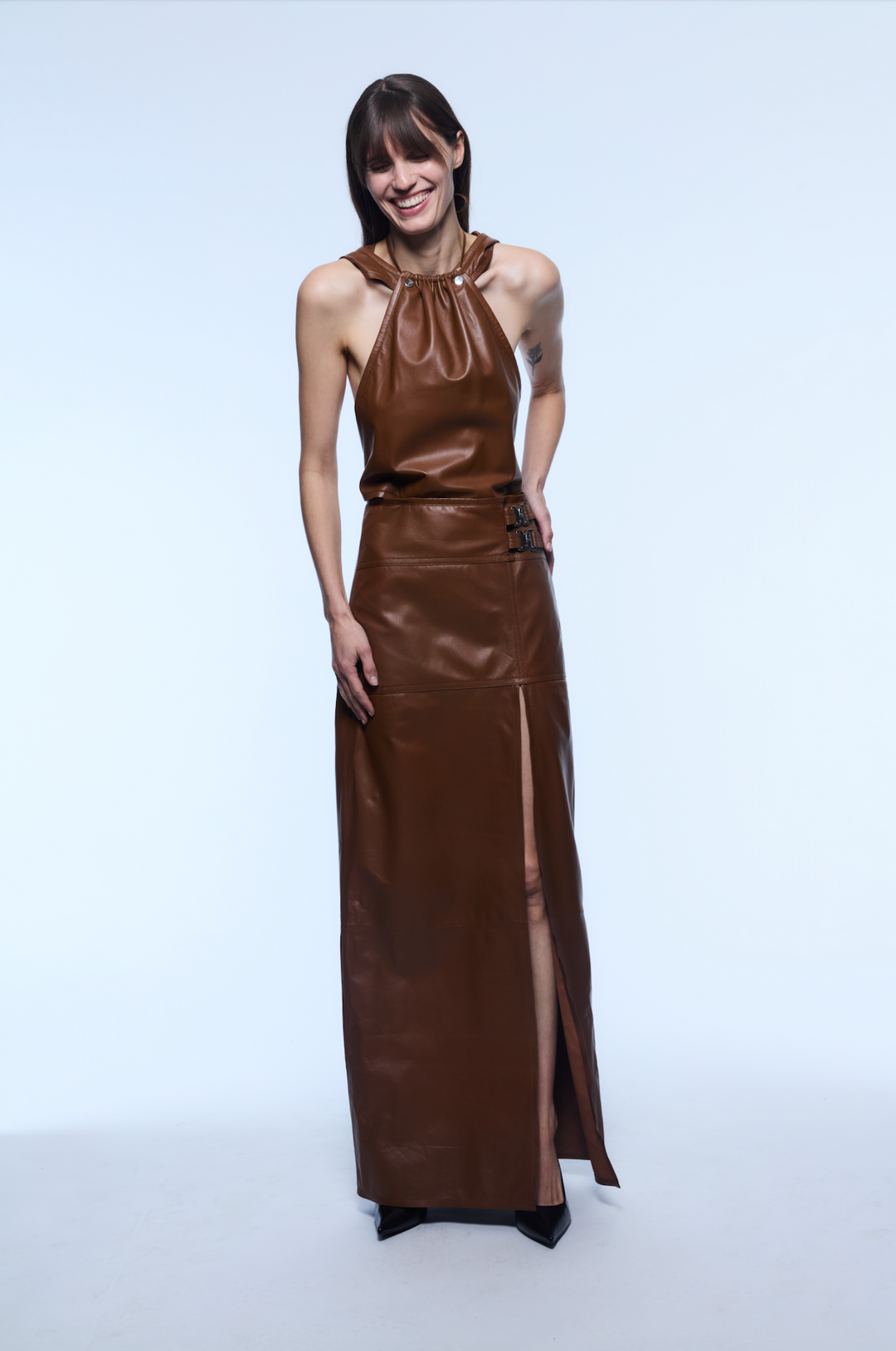MELISSA LEATHER DRESS COGNAC