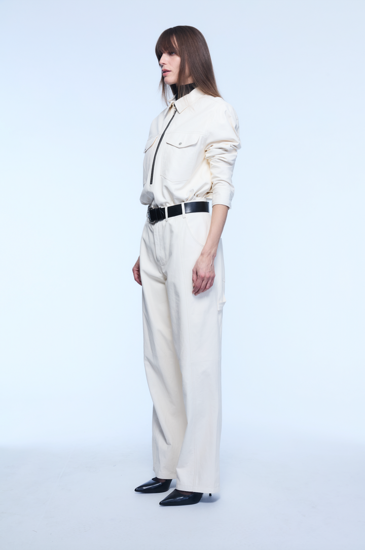 ROWAN LEATHER PANTS WHITE