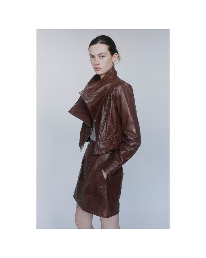 Cropped Leather Jacket Long Sleeve