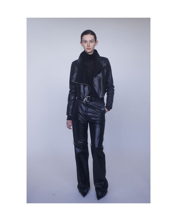 Cropped Leather Jacket Long Sleeve