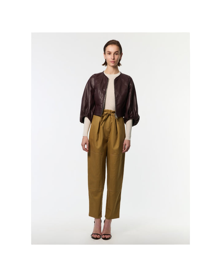 Olive Leather Jacket Bordeaux