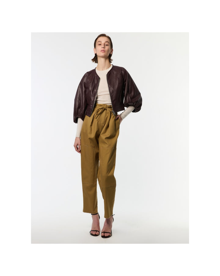 Olive Leather Jacket Bordeaux