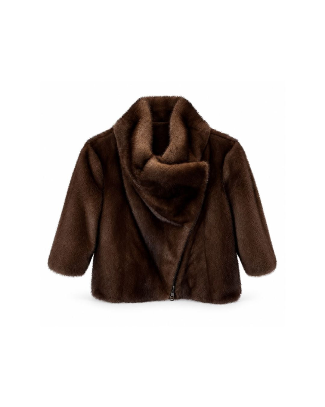 Cropped Mink Jacket Natural Brown