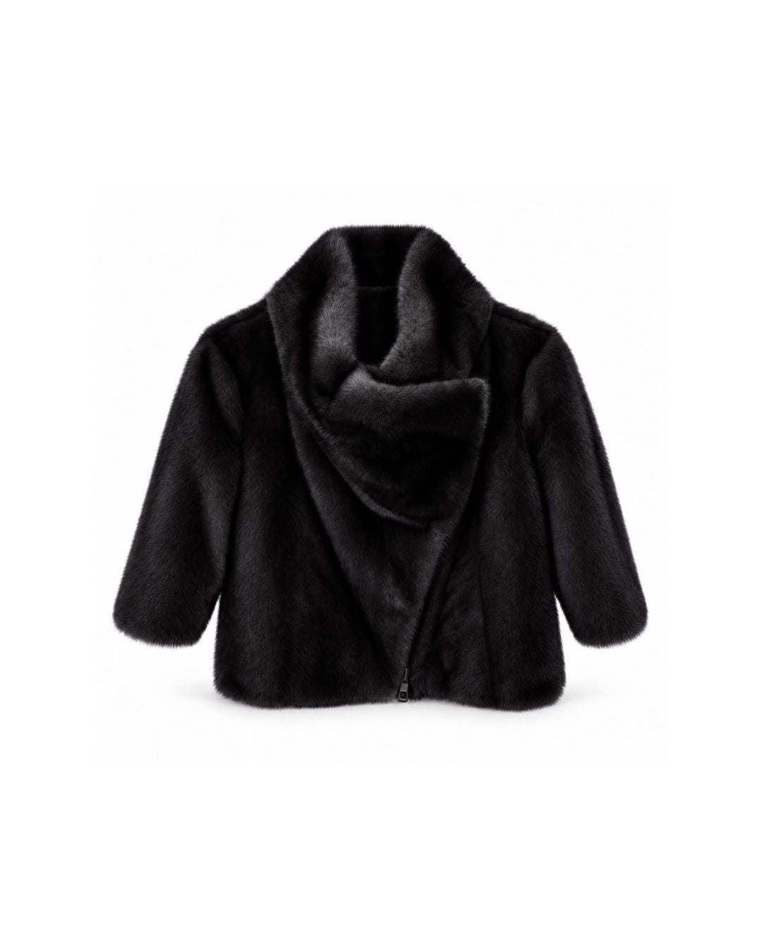Cropped Mink Jacket Natural Black