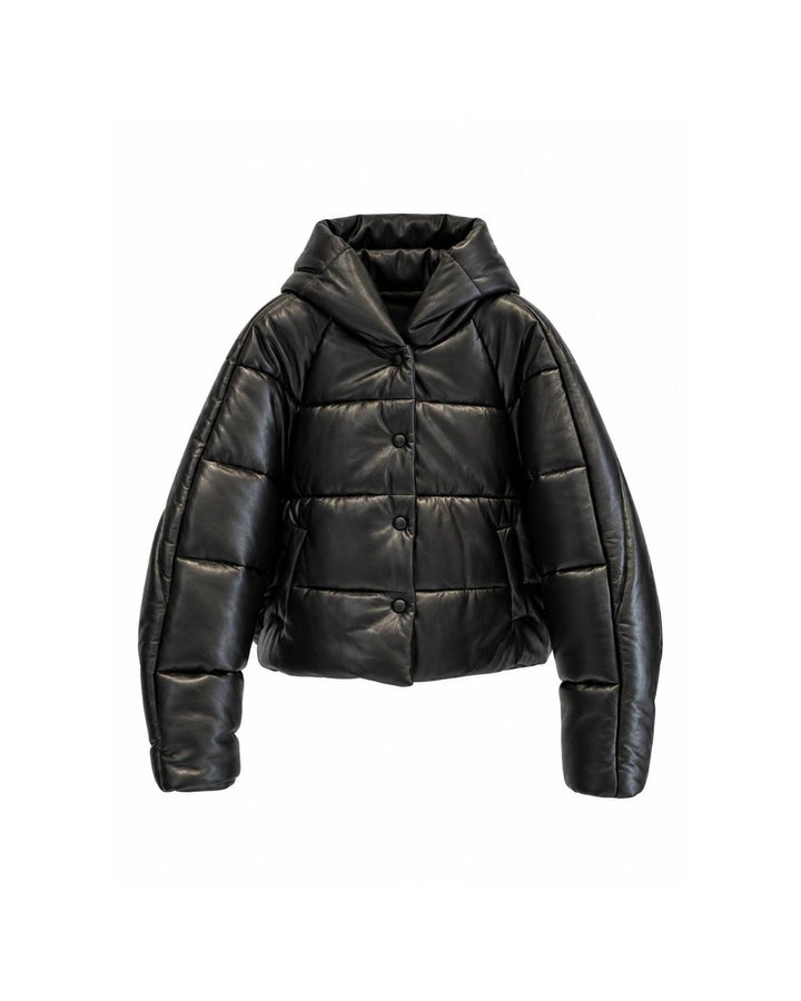 JAGGER FAUX LEATHER PUFFER COAT