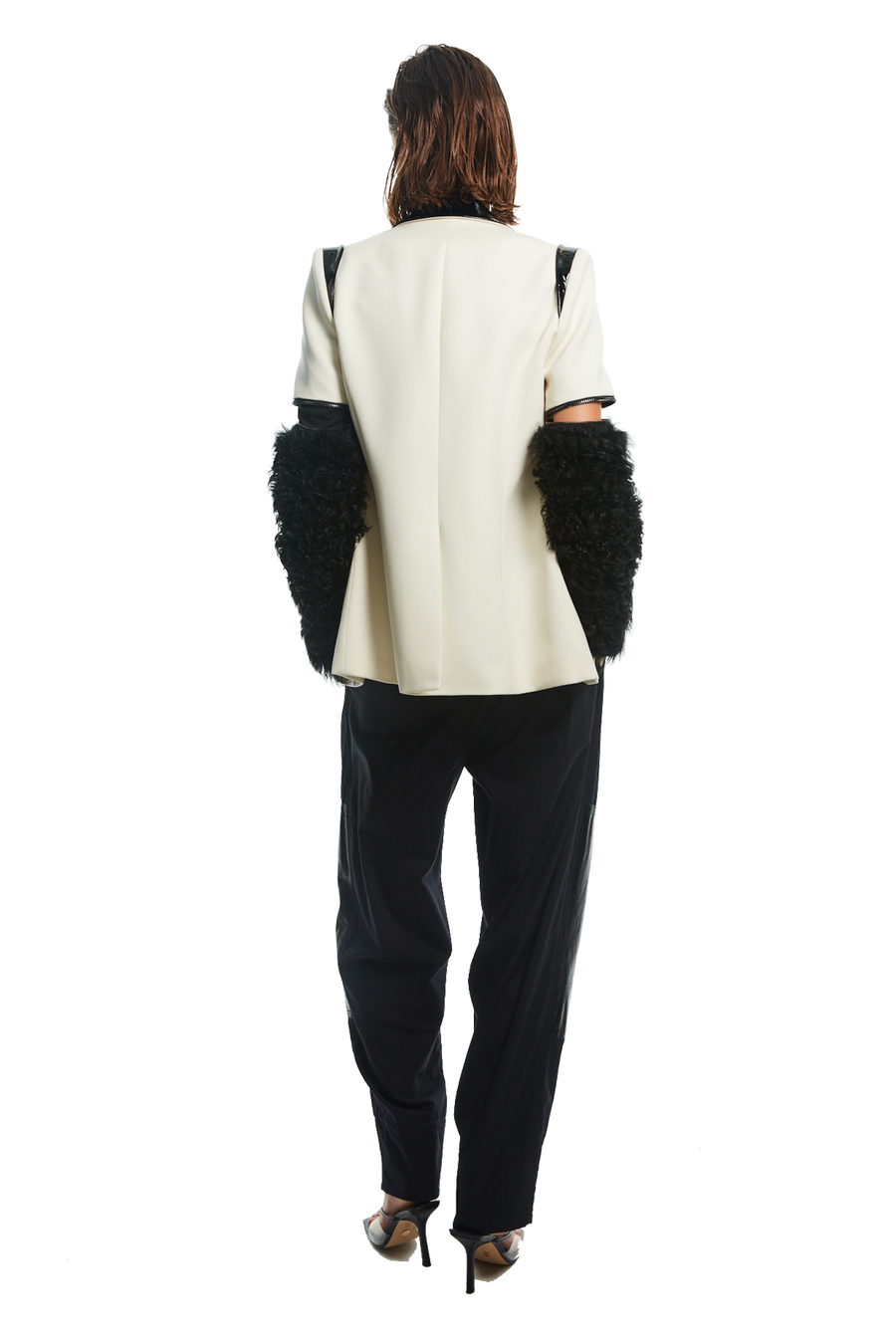 JACKET WITH FUR SLEEVE DETAILS