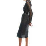ITALIAN FISHNET W/PATENT LEATHER DRESS
