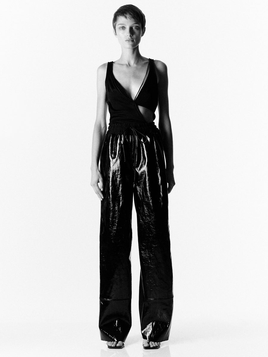 ASYMMETRIC JERSEY MESH TOP