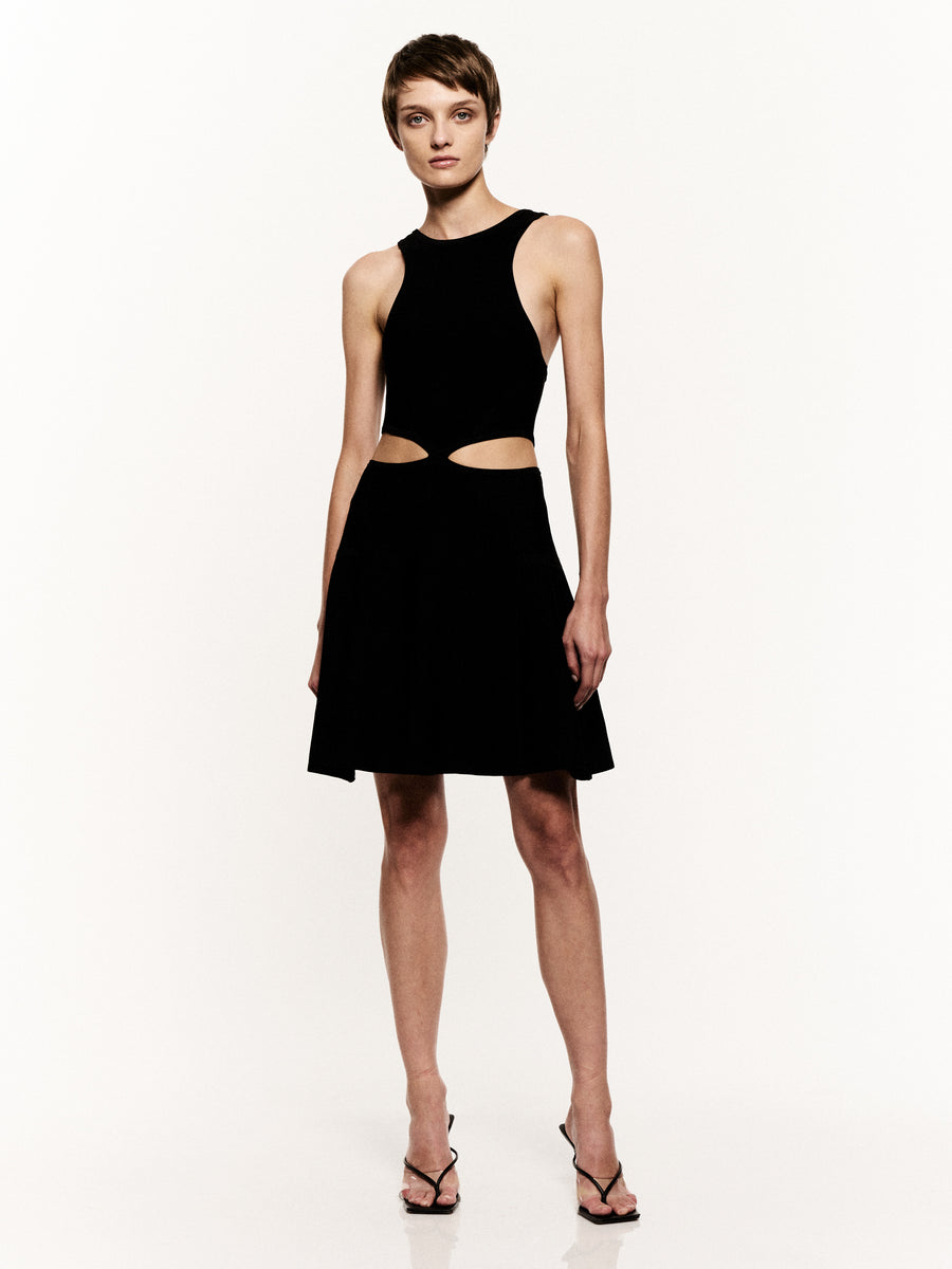 ENGINEERED WAIST CUT-OUT KNIT DRESS