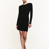 ENGINEERED LONG SLEEVE KNIT DRESS W/ CONTRAST BACK DETAIL