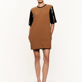 BASIC SHORT SLEEVE LONG TOP W/BACK ZIP DETAIL