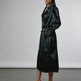 SHINY BLACK TRENCH COAT