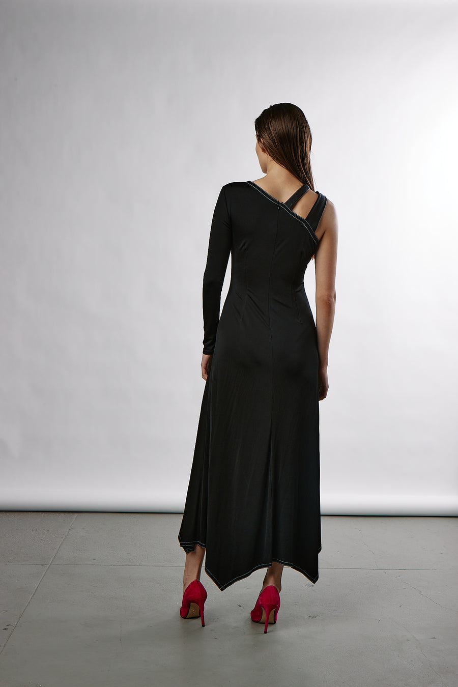 PATENT LEATHER PATCHWORK GOWN