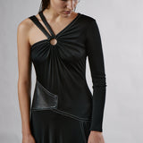 PATENT LEATHER PATCHWORK GOWN