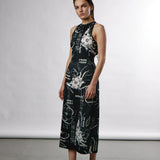 PRINTED STRAP DRESS WITH BACK DETAILS
