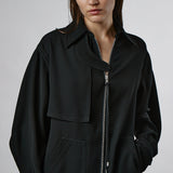 TC CREPE JAPANESE ZIP FRONT JACKET WITH FLAP