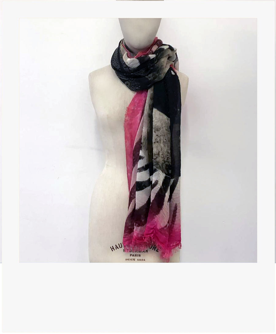 Silk Modal Zebra Motif Scarf